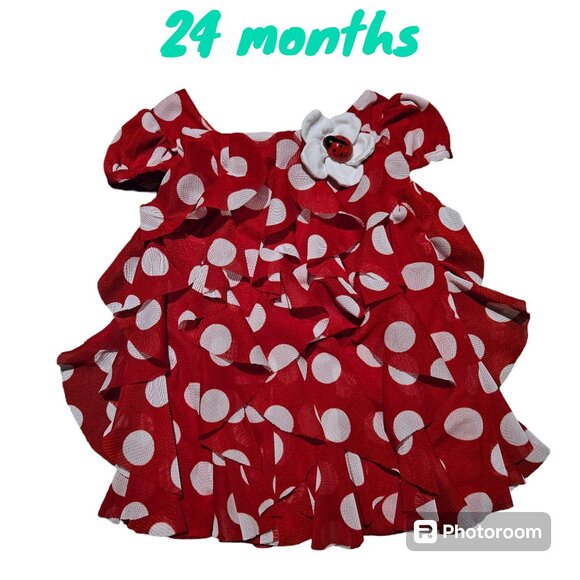 Vintage Rare Edition Girls Ruffle Polka Dot Top Red White Ladybug Infant 24M - Picture 1 of 5